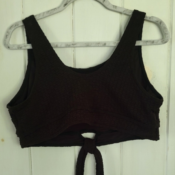 Textured Knotted Bralette Padded Swim Bikini Top - Picture 5 of 6